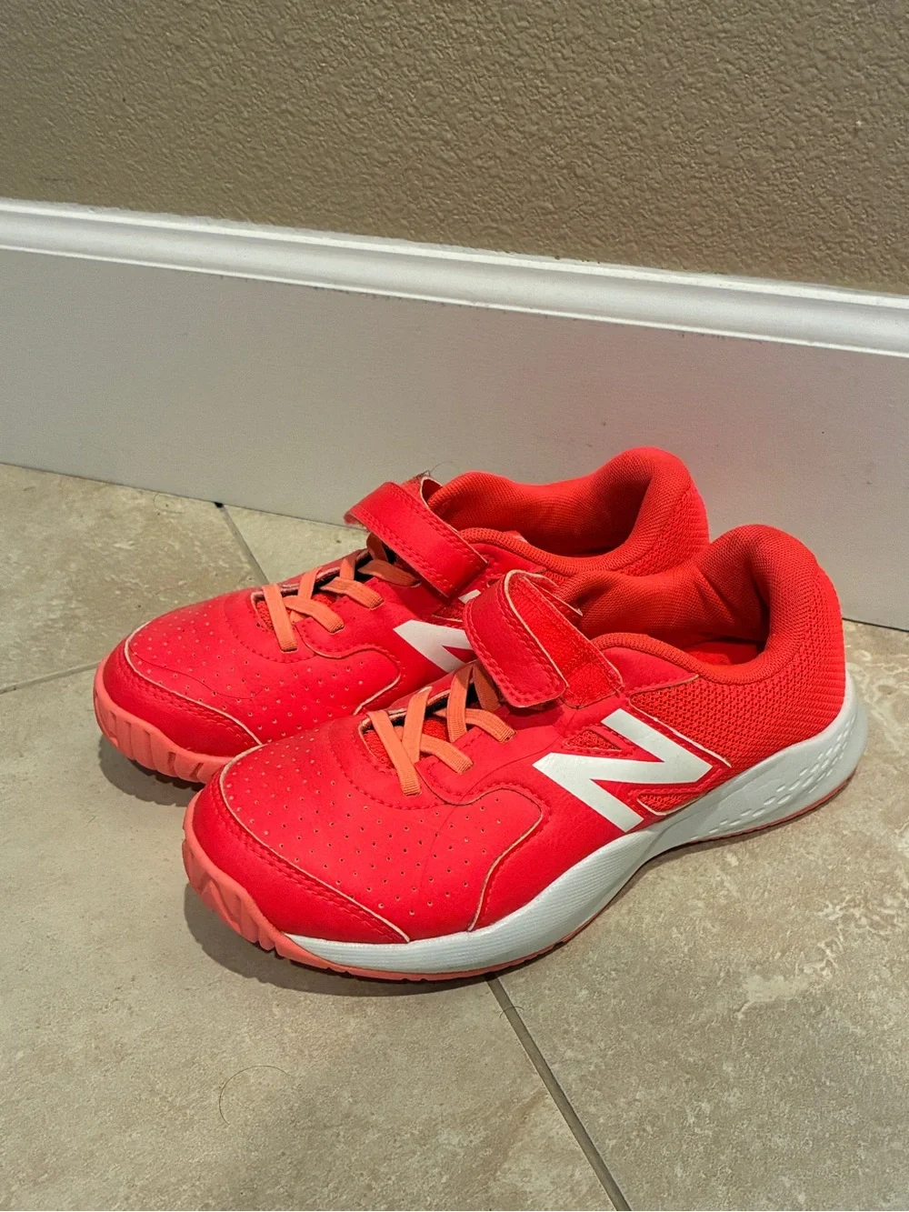 New Balance Kids' Bright Coral-Red Athletic Sneakers